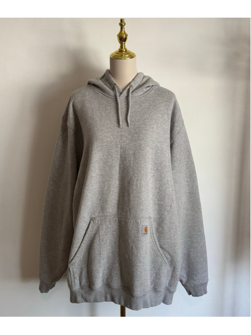 Men's Carhartt Hoodie Sweatshirt 2XLT Grey White Logo